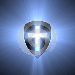 Shield with blue cross light flare