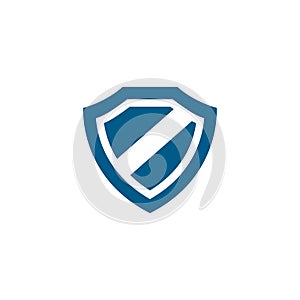 Shield Blue Icon On White Background. Blue Flat Style Vector Illustration