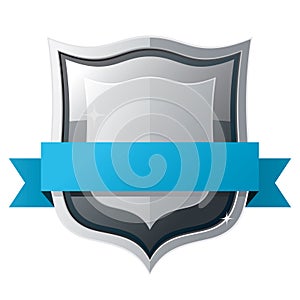 Shield with blue ribbon