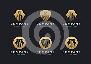 Shield and building logo template