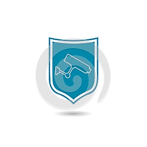 Shield with camera symbol with shadow