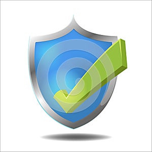 Shield Check Green Mark Symbol Vector