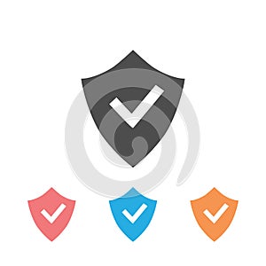 Shield and Check Mark Icon Set Vector Logo
