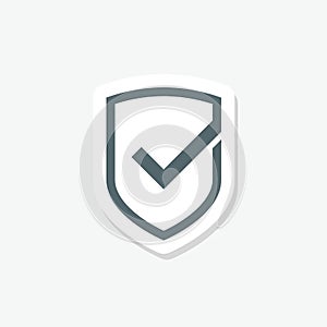 Shield check mark safety sticker icon
