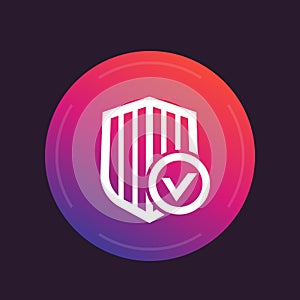 Shield with check mark, secure, security icon