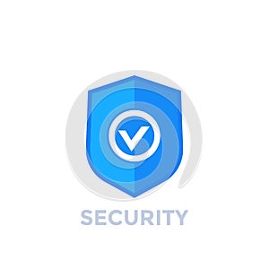 Shield with check mark, security vector icon