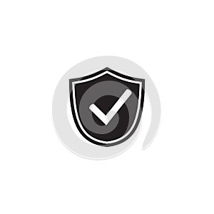 Shield with checkmark symbol for download. Tick shield security icon. Vector icon.