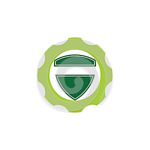 Shield cog machine symbol vector