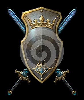 Shield with crossed swords illustration