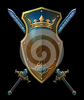 Shield with crossed swords illustration