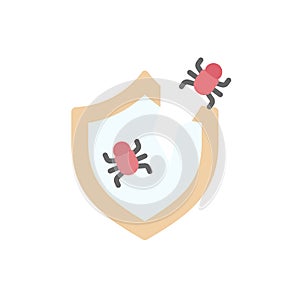 Shield cyber attack bug icon. Simple color vector elements of hacks icons for ui and ux, website or mobile application