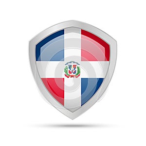 Shield with Dominican Republic flag on white background