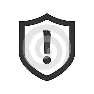 Shield with exclamation mark icon vector. Protection Warning Illustration. Alert Logo. Safety and Insurance Symbol.