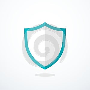 White and blue shield icon. Vector illustration