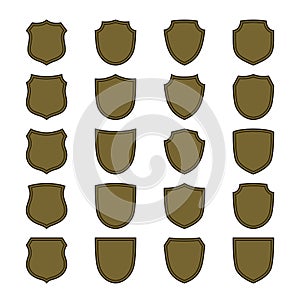 Shield flat icons emblem set