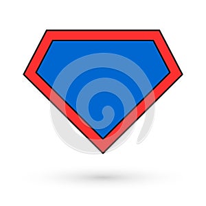 Shield graphic hero shadow icon, isolated comic shape concept symbol, vector illustration