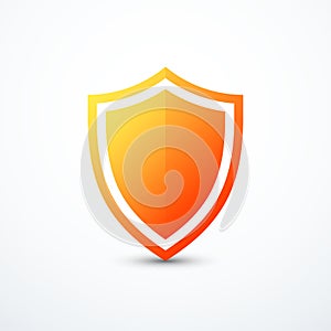 Orange shield icon. Vector illustration
