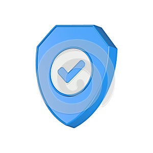 shield icon with check mark 3d symbol security