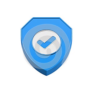 shield icon with check mark 3d symbol security