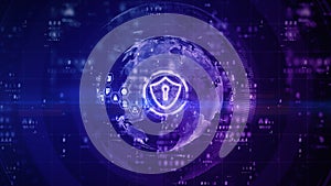 Shield Icon of Cyber Security Digital Data, Digital Data Network Protection, Global Network 5g High-Speed Internet Connection and