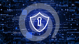 Shield Icon Cyber Security Technology Digital Data Protection Future Background. 3d rendering