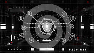 Shield Icon Cyber Security Technology Digital Data Protection Future Background. 3d rendering