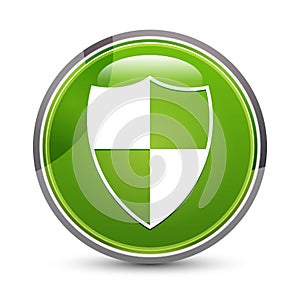 Shield icon elegant green round button vector illustration
