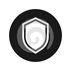 Shield icon flat black round button vector illustration