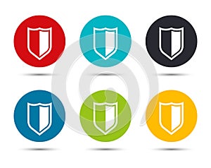 Shield icon flat round button set illustration design