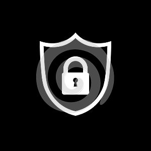 Shield icon. Lock icon. Shield with lock symbol.