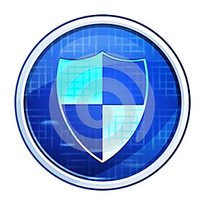 Shield icon futuristic blue round button vector illustration