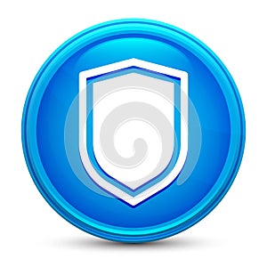 Shield icon glass shiny blue round button isolated design vector illustration