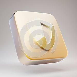 Shield icon. Golden Shield symbol on matte gold plate