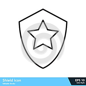 Shield icon in line style, with  stroke eps 10