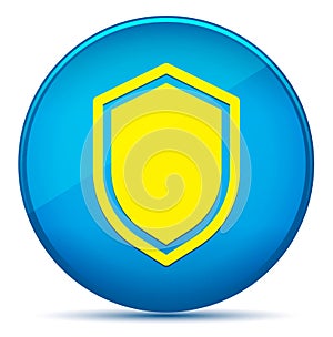 Shield icon modern flat cyan blue round button