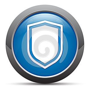 Shield icon premium blue round button vector illustration