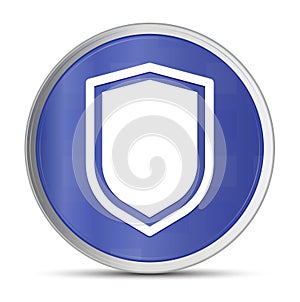 Shield icon prime blue round button vector illustration design silver frame push button