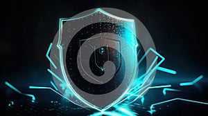 A shield icon representing a firewall protecting against cyber attacks created with Generative AI