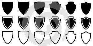 Shield icon set. Different shields forms