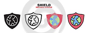 Shield icon set with different styles