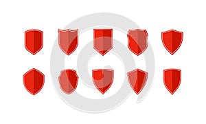 Shield icon set in flat. Safe and protect logo. Security symbol. Vector on isolated white background. EPS 10