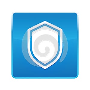 Shield icon shiny blue square button