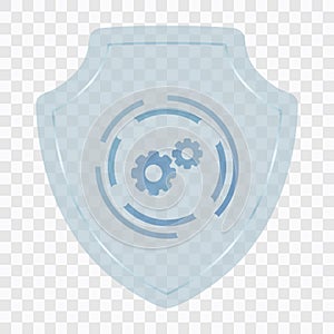 Shield icon and transparent system settings. Safety, Security Vector Design