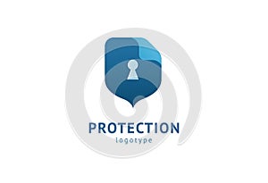 Shield icon. Vector flat style illustration Abstract business security Agency logo template. Logo concept of antivirus, protection