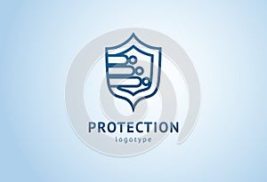 Shield icon. Vector flat style illustration Abstract business security Agency logo template. Logo concept of antivirus, protection