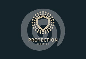 Shield icon. Vector flat style illustration Abstract business security Agency logo template. Logo concept of antivirus, protection