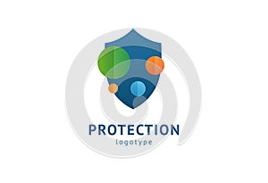 Shield icon. Vector flat style illustration Abstract business security Agency logo template. Logo concept of antivirus, protection