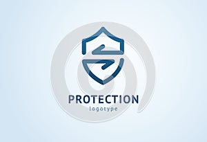 Shield icon. Vector flat style illustration Abstract business security Agency logo template. Logo concept of antivirus, protection