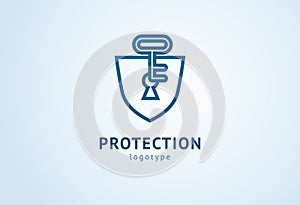 Shield icon. Vector flat style illustration Abstract business security Agency logo template. Logo concept of antivirus, protection