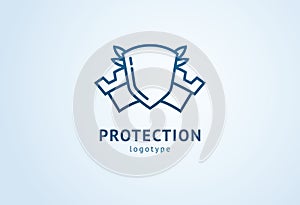 Shield icon. Vector flat style illustration Abstract business security Agency logo template. Logo concept of antivirus, protection